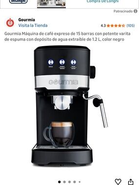 Gourmia Espresso Machine in Black and Silver